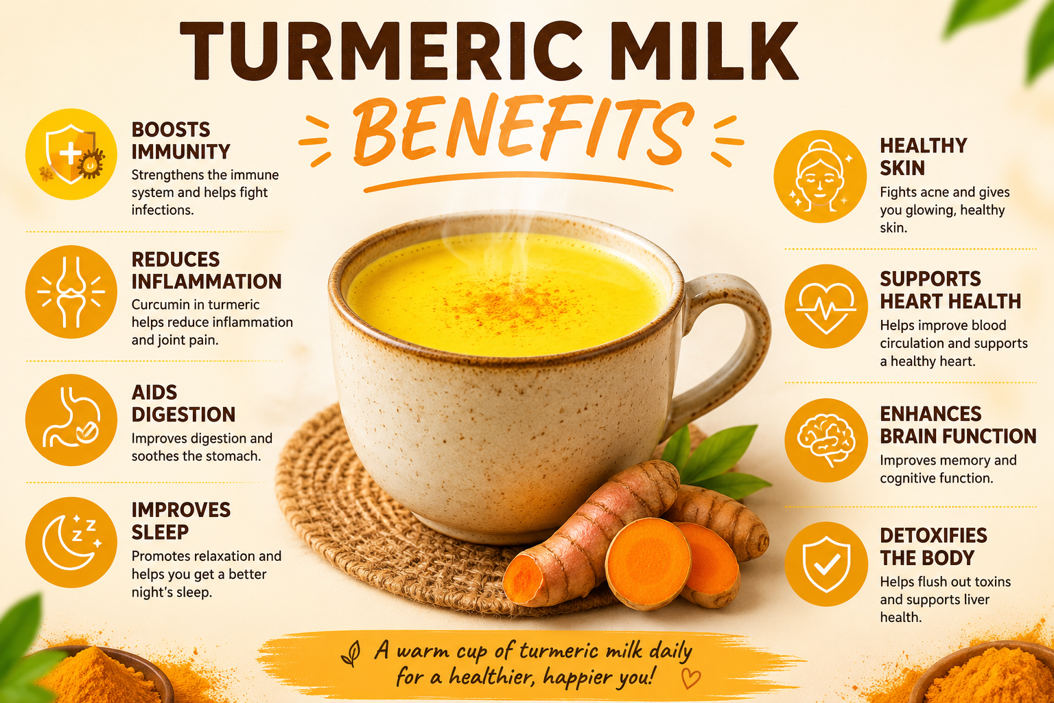 Organic high-curcumin turmeric powder in a stone bowl, the key ingredient for authentic golden milk